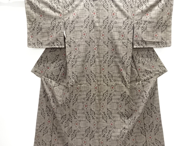 JAPANESE KIMONO / UNUSED DORO OSHIMA TSUMUGI (5 maruki) / WOVEN GEOMETRIC PATTERN